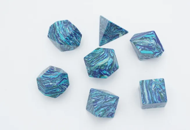 Set de dés en pierre Striped Blue Turquoise