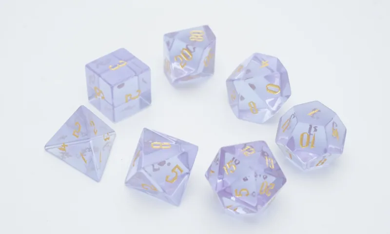 Set de dés en pierre Purple Glass