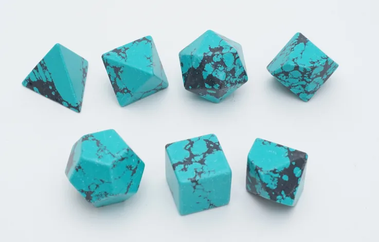 Set de dés en pierre Black & Blue Turquoise