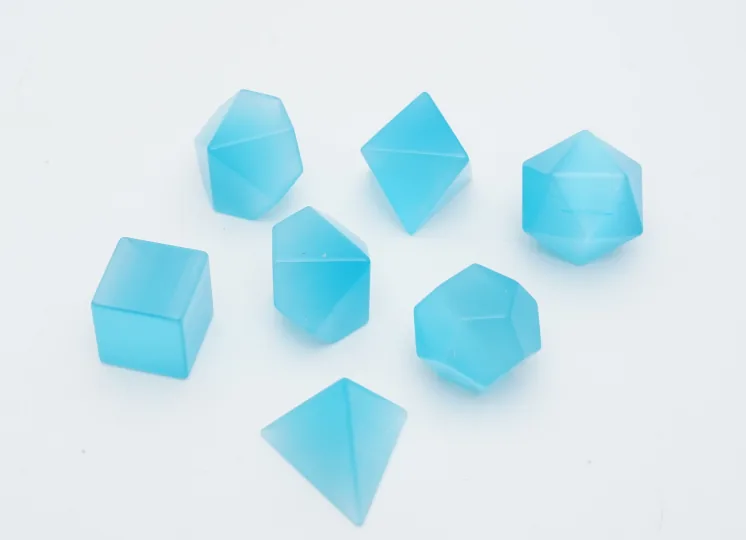 Set de dés en pierre Ocean Blue Cat's Eye