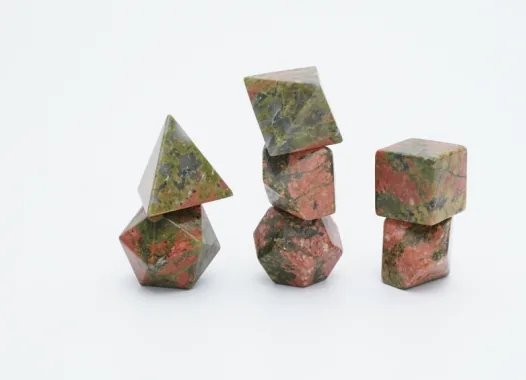 Set de dés en pierre Green Flower Jasper