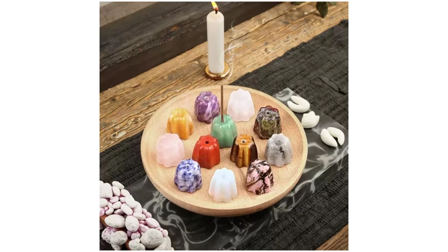 Flower-Shaped Gemstone Incense Base