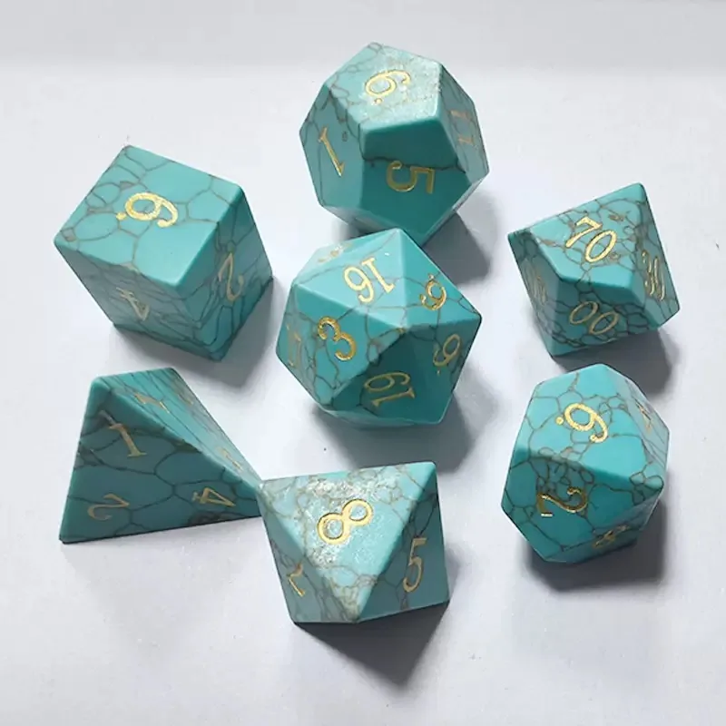 Wholesale Turquoise Gemstone Dice — Natural turquoise gemstone dice — every set unique. In stock, ready to ship.